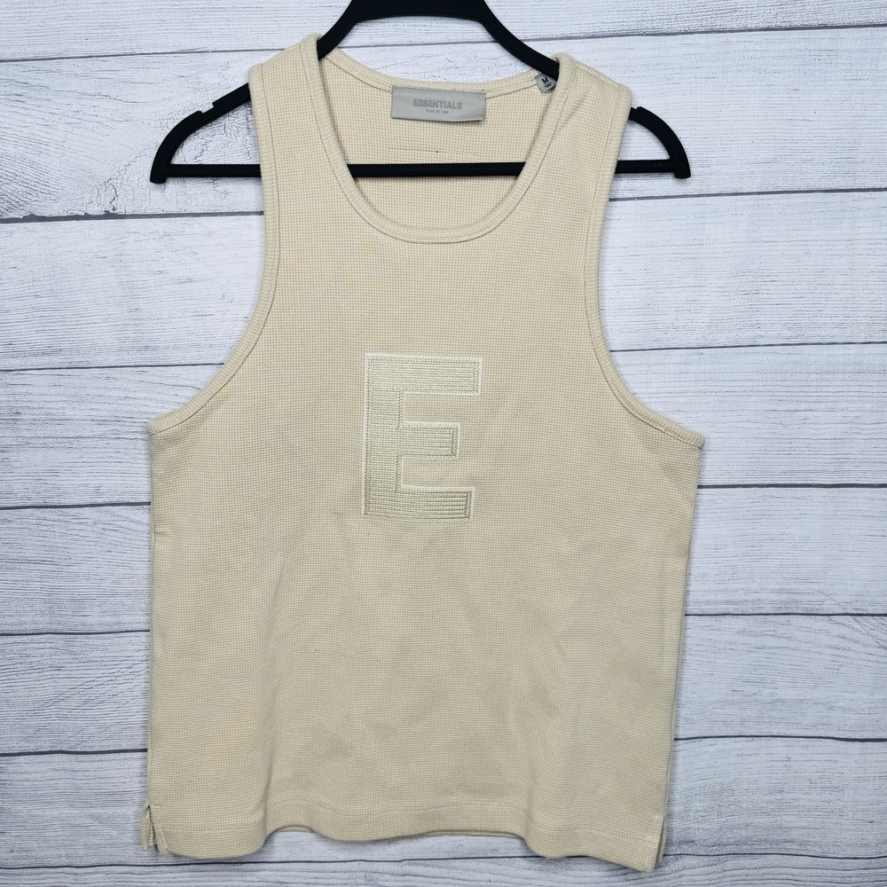 Essentials Fear of God Womens Letter E‎ Waffle Tank Sand Tan Brown Size Medium
